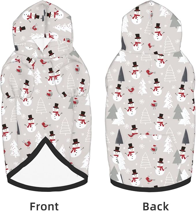 Christmas Gray Snowman Hoodie,Christmas Cosplay Dog Clothes with Pocket and Hat Winter Clothes Sweaters Medium