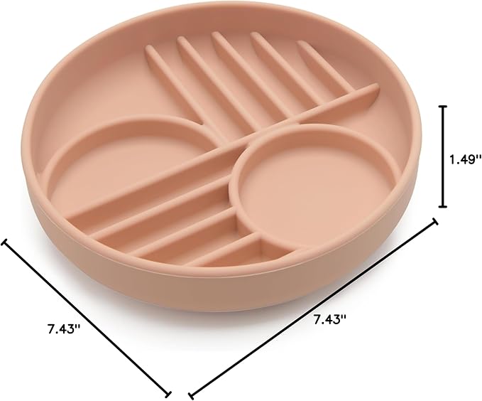 The Slowdown Bowl Silicone Slow Feeder for Dogs & Puppies, Slow Eating Modern Lick Mat Design Reduces Gulping, Fits 2 Cups 7.5” Across x 1.5” Tall, Mealtime Challenge, Medium-Blush