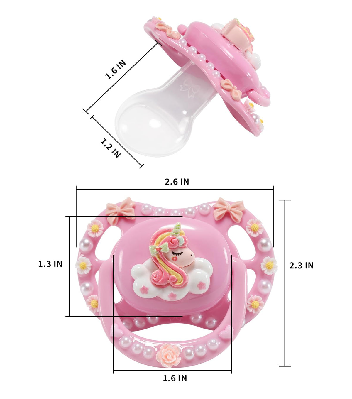 CutiePlusU Large Size Pacifier DIY Handmade Big Shield- White