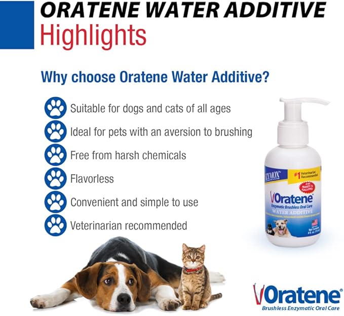 PET King Brands Zymox Oratene Water Additive Enzymatic Brushless Oral Care, 4 Ounces