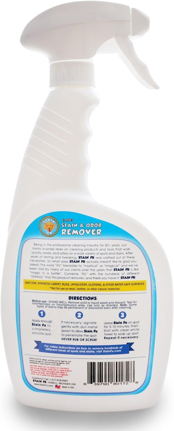 Pro Strength Carpet Odor & Stain Remover Works Like Magic in a Bottle on Tough Urine Feces Vomit and Even red Wine Too! 24 fl.oz