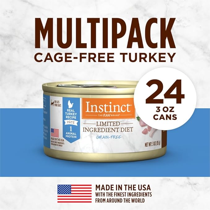 Instinct Limited Ingredient Diet, Natural Wet Cat Food, Grain Free Recipe - Real Turkey, 3 oz. Cans (Pack of 24)