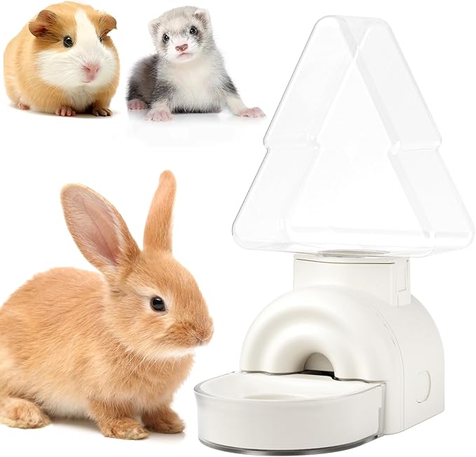 mini&moe Rabbit Water Bottle - 17.6oz Guinea Pig Water Bottle No Drip for Cage Automatic Gravity Silent Hanging Bunny Water Dispenser with Floating Bowl for Hamster, Gerbils, Ferret, Chinchilla