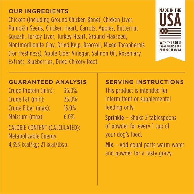 Instinct Raw Boost Shakers, Freeze-Dried Dog Food Powder Topper - Chicken, 5.5 oz. Bottle