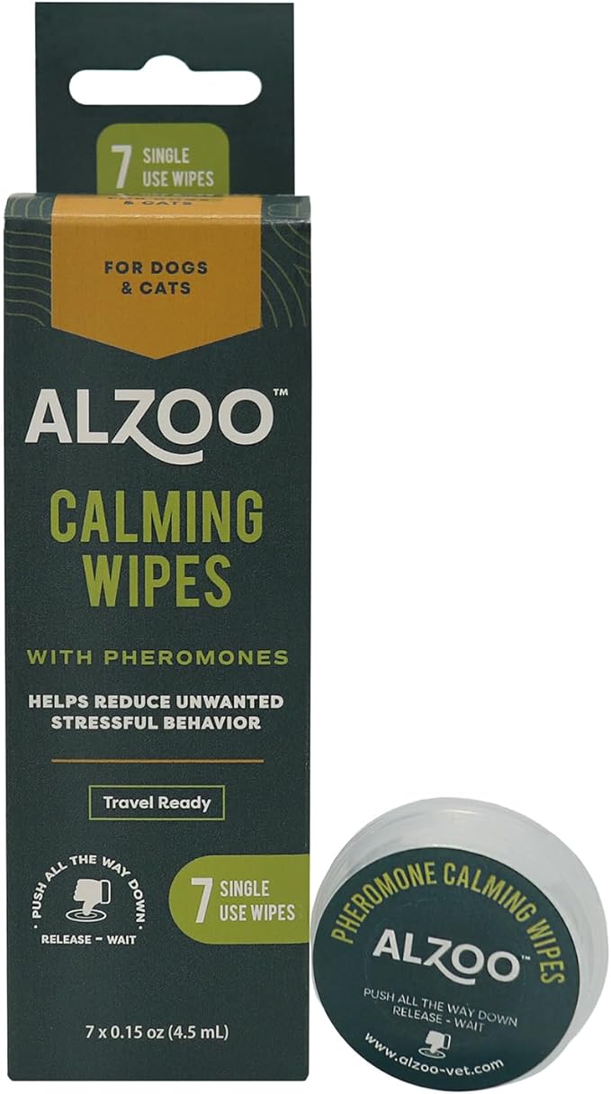 Calming Wipes with Pheromones for Cats and Dogs, On The Go Wipes Helps Reduce Stressful Behavior, 0.15 Ounce