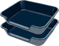 2 Pack of Extra Large Cat Litter Box (ABS Material), Low Entry Senior Litter Pen for Geriatric Kitty Big Cats, Jumbo Pet Safe Litter Boxes Tray for Indoor Pets Potty (Dark Blue, 24"L x 20"W)