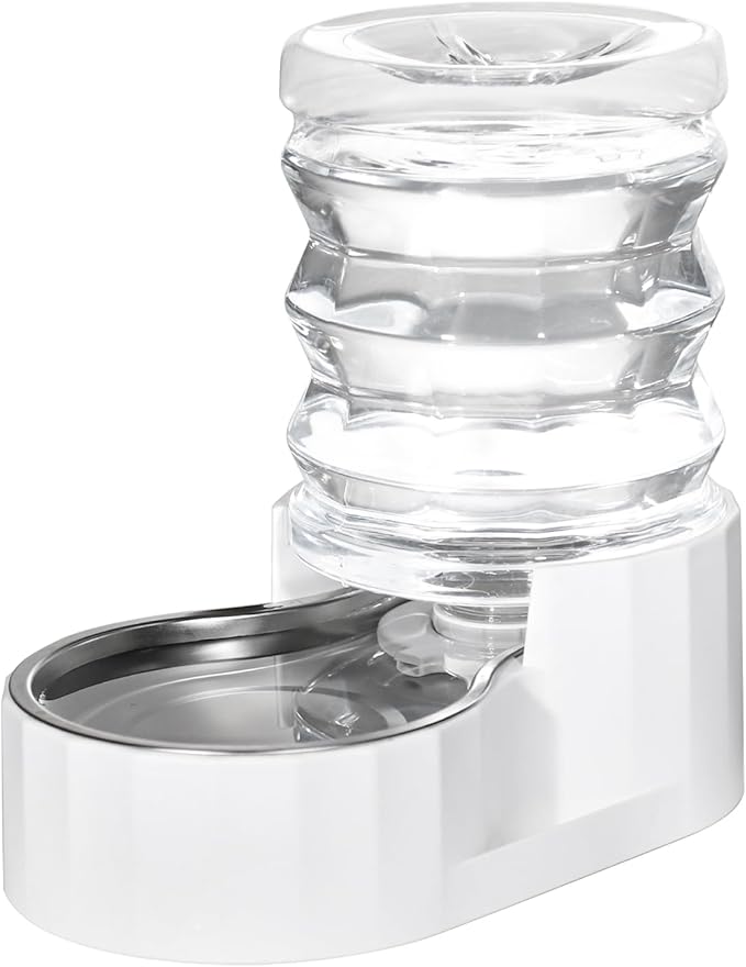 RIZZARI Dog Water Bowl Dispenser: 5L Automatic Stainless Steel Gravity Feeder - Large Capacity Ideal for Indoor and Outdoor Hydration