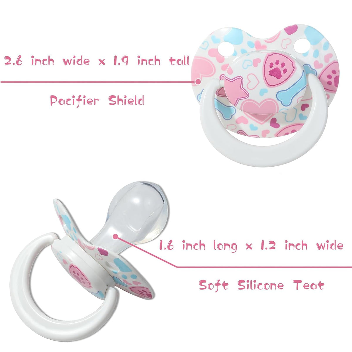 Adult Sized Pacifier Large Shield Pacifiers Butterfly Shaped Cute Printed Pacifier