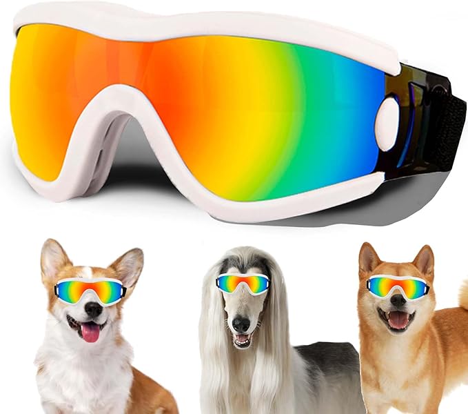 Medium Dog Sunglasses with Adjustable Strap UV Protection, Winproof Puppy Sunglasses, Suitable for Dogs Eyes Protection，Soft Dog Goggles