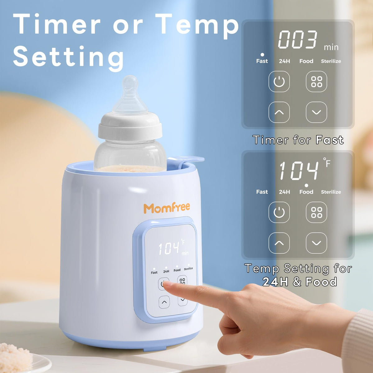 Bottle Warmer, 8-in-1 Fast Baby Bottle Warmer, Grey | for Breastmilk and Formula, Accurate Temperature Control, Automatic Shut-Off, Multifunctional for All Bottles