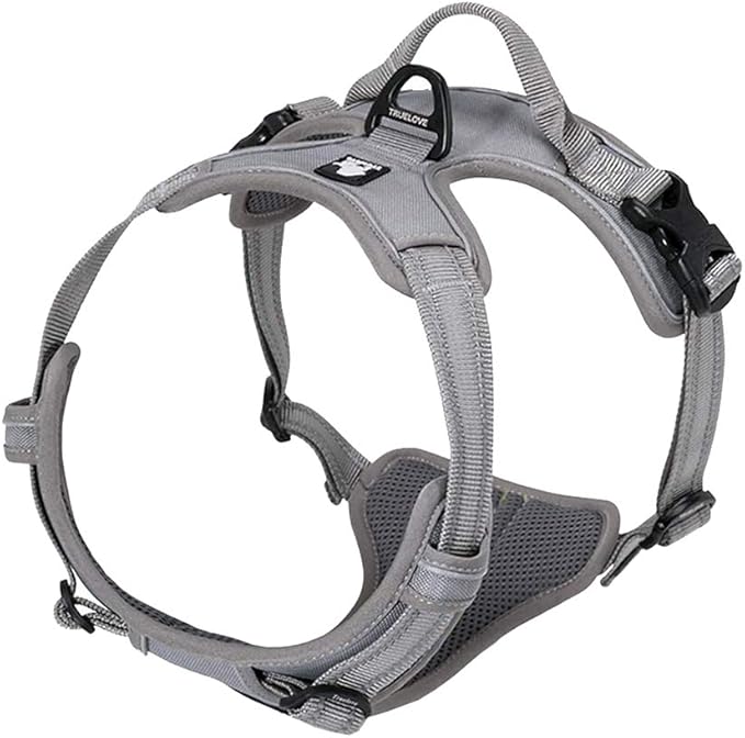 TRUE LOVE Adjustable No-Pull Dog Harness Reflective Pup Vest Harnesses Comfortable Control Brilliant Colors Truelove TLH5651(Gray,M)