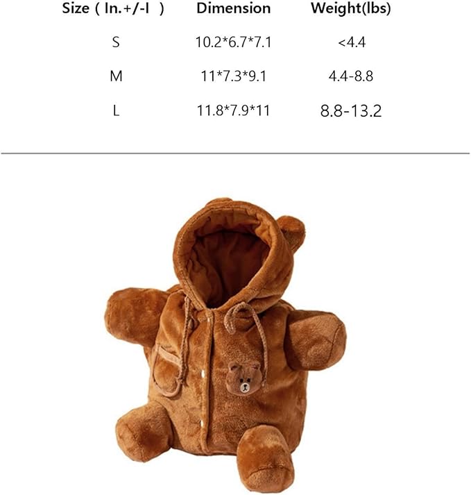 Cat Puppy Costume Winter Warm Outing Backpack Cute Bear Bee Design Anti-Escape Bag for Kitten Cat Small Dog (bee,Medium)