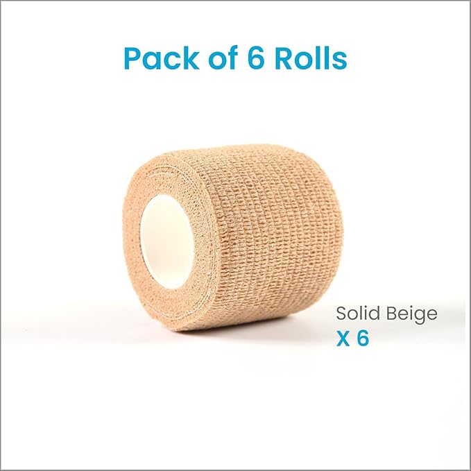 WePet Pet Wrap, Self-Adhesive, Only Sticks to Itself, Non-Woven Tape for Dog Legs, Paws, Wounds, First Aid Cohesive Gauze for Horse, Cat, Bird, Animal, 6 Rolls, 2 Inch, Solid Color