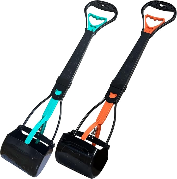 2-Piece Pooper Scooper for Large Medium & Small Dogs Heavy Duty,Long Handled Dog Poop Scooper for Grass,Durable Dog Poop Pick Up Tool