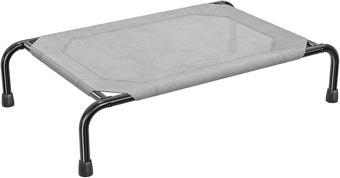 Simple Trending Raised Dog Bed for Small Dogs, Waterproof Elevated Dog Cot, Outdoor Cooling Pet Bed, 36.5" x 22.5", Grey