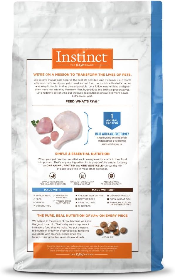 Instinct Limited Ingredient Diet, Natural Dry Cat Food, Grain Free Recipe - Real Turkey, 11 lb. Bag