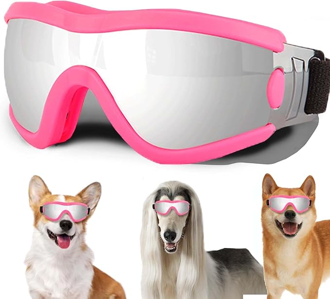 Medium Dog Sunglasses with Adjustable Strap UV Protection, Winproof Puppy Sunglasses, Suitable for Dogs Eyes Protection，Soft Dog Goggles
