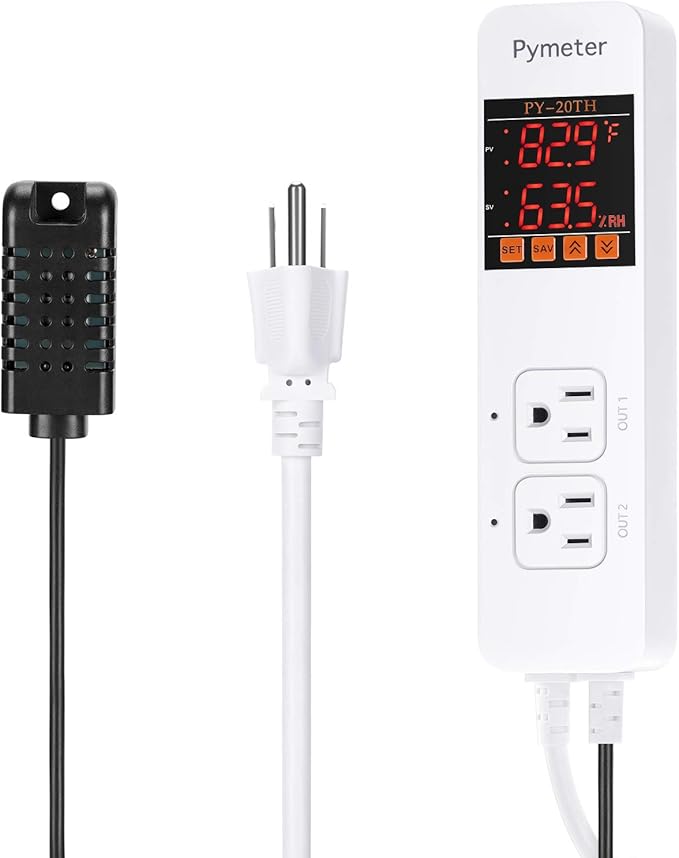 Temperature and Humidity Controller Reptile Mushroom Greenhouse Thermostat Pre Wired Dual Controlled Outlets Heater Fridge Humidifier Dehumidifier