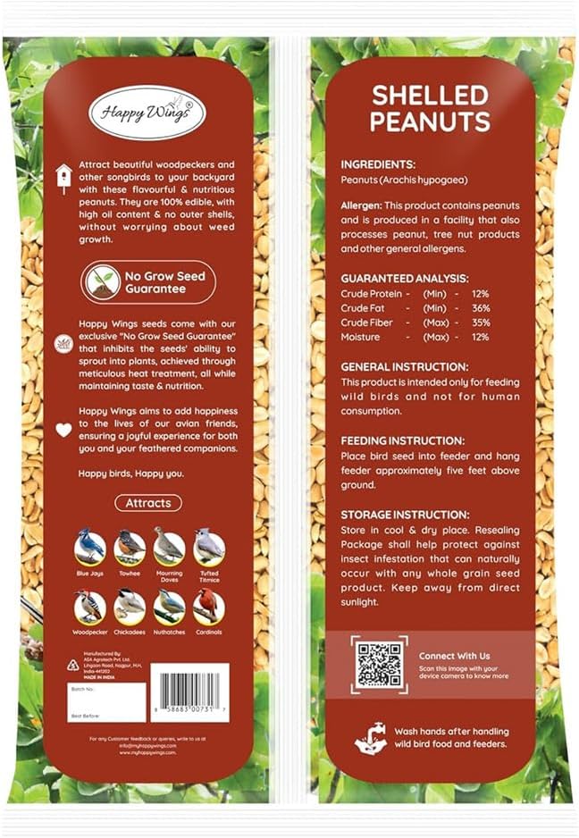 Shelled Peanuts Seeds Wild Bird Food - 5 Pounds I No Grow Seed I Bird Seed for Wild Birds