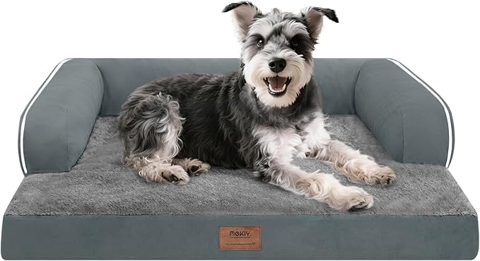 Small Dog Bed Waterproof Orthopedic Dog Beds for Medium Sized Dogs Comfy Pet Cat Bed with Sides, Washable Removable Cover