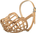 Leather Brothers Italian Basket Dog Muzzle, Adjustable Secure Fit, Comfortable Design, Training and Safety, Averts Biting, Prevents Chewing and Scavenging, Perfect for Grooming - Tan, Size 5