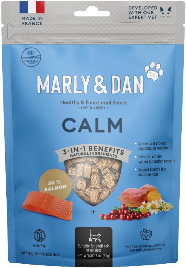 Marly & Dan Healthy & Functional Salmon Treats for Cats, Purrfectly Tasty Calm Recipe