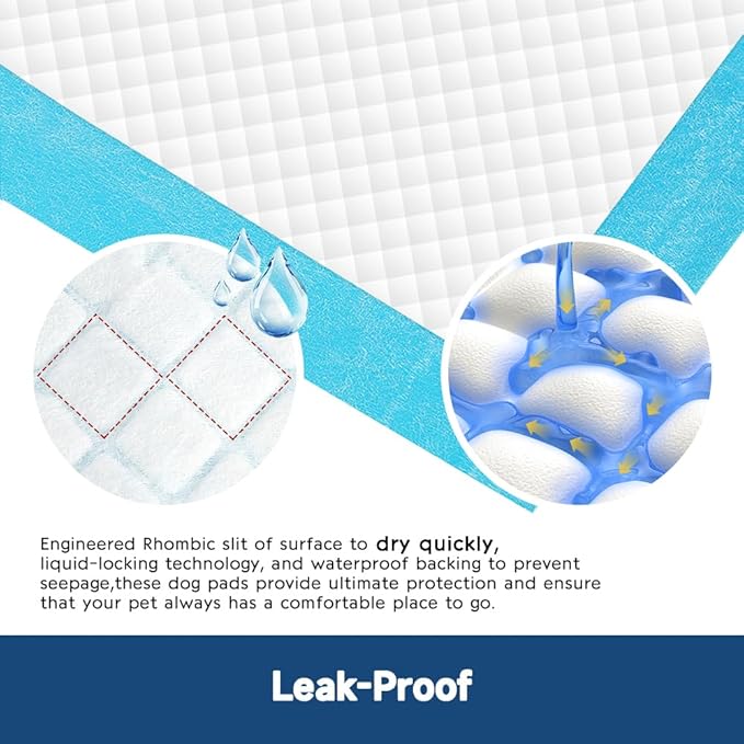 100 Count 22” x 22” Disposable Dog Pee Pads, Super Absorbent Leakproof Puppy Pads Quick Drying, Pee Pads for Dogs, Potty Dog Training Pads