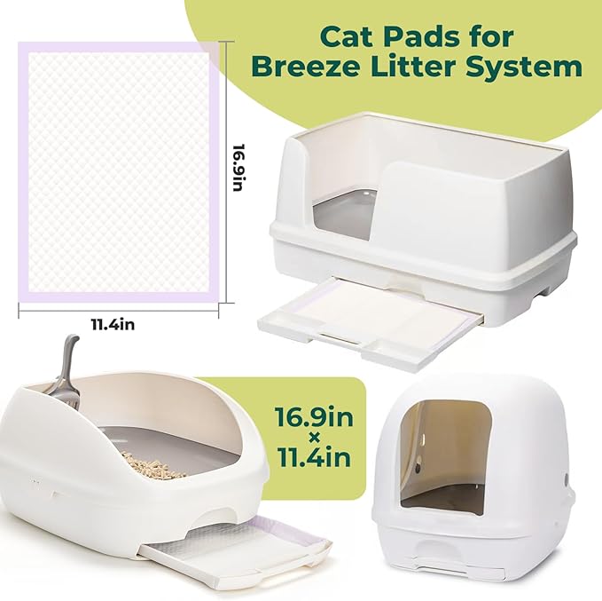 Cat Pads Refills for Tidy Cats Breeze Litter System - Super Absorbent 6-Layer Pads for Odor Control, Lavender Scented - 16.9" x 11.4" - Pack of 20 Litter Box Replacement Pads