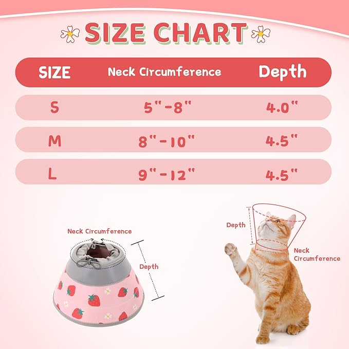 Cat Cone Collar Soft to Stop Licking, Adjustable, Foldable Lightweight Kitten Cones After Surgery Recovery for Cats & Kittens, Cat Cone Alternative (Pink, S)