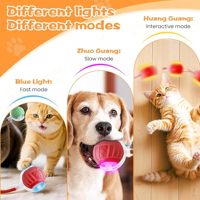 2026 New Interactive Pet Toy Ball, Smart Interactive Toy Ball for Cats & Dogs, Electric Rolling Pet Toy Ball, Rechargeable Interactive Cat Toys for Bored Indoor Cats Kittens to Keep Busy (Gray)