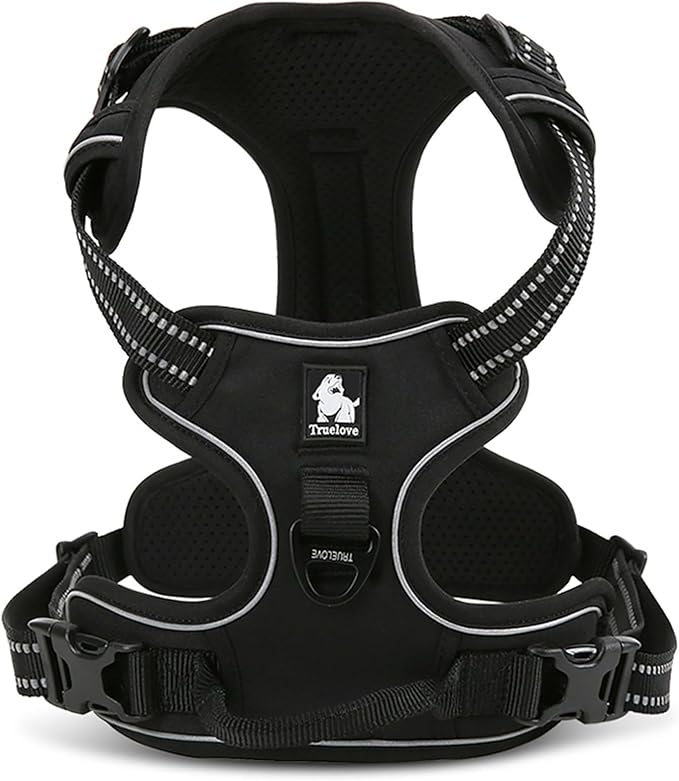 TRUE LOVE Truelove Adjustable No-Pull Dog Harness Reflective Pup Vest Harnesses Comfortable Control Brilliant Colors TLH5651(Black,S)