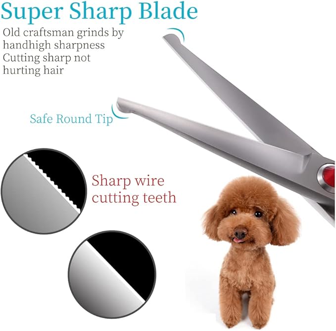 4.5" Straight Dog Scissors for Grooming Face and Paws with Safety Round Tip for Small Dogs Cats Face Paw Ears Trimmer Cat Grooming Scissors(4.5" Straight, Gray)