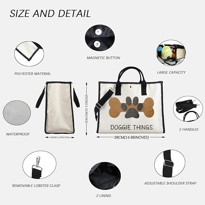 FOTAP Dog Owner Shopping Tote - Dog Park Bag and Doggie Gift