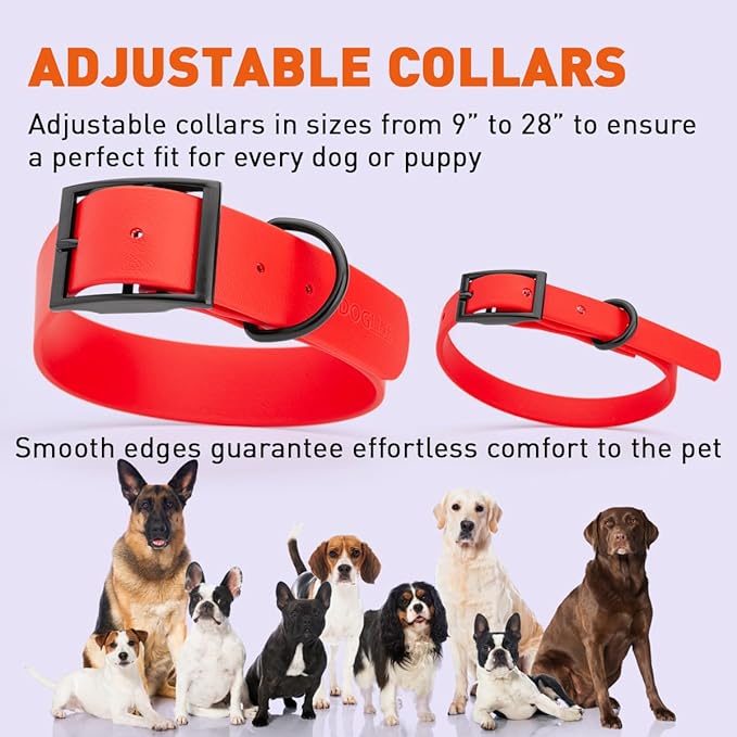 Dogline Biothane Waterproof Dog Collar Strong Coated Nylon Webbing with Black Hardware Odor- Proof for Easy Care Easy to Clean High Performance Fits Small Medium or Large Dogs, Cherry Red
