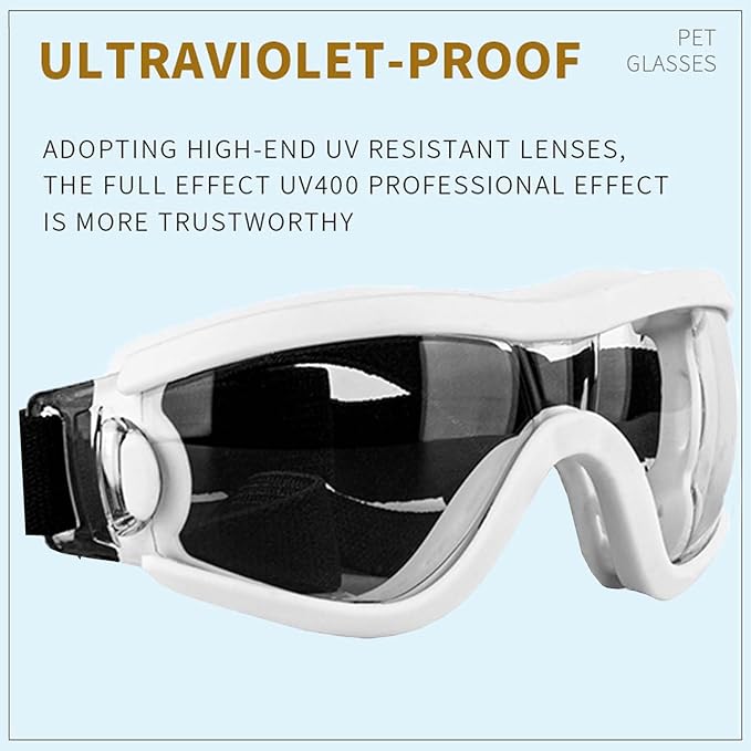 Medium Dog Sunglasses with Adjustable Strap UV Protection, Winproof Puppy Sunglasses, Suitable for Dogs Eyes Protection，Soft Dog Goggles