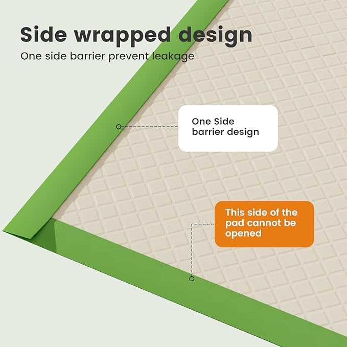 Gardner Pet Dog Pee Pads Extra Large 28"x34", XL Thicker ECO Green Disposable Puppy Training Pads Super Absorbent Full Edge-Wrapping Pad for Dogs, Puppies, Cats, Rabbits (50 Count)