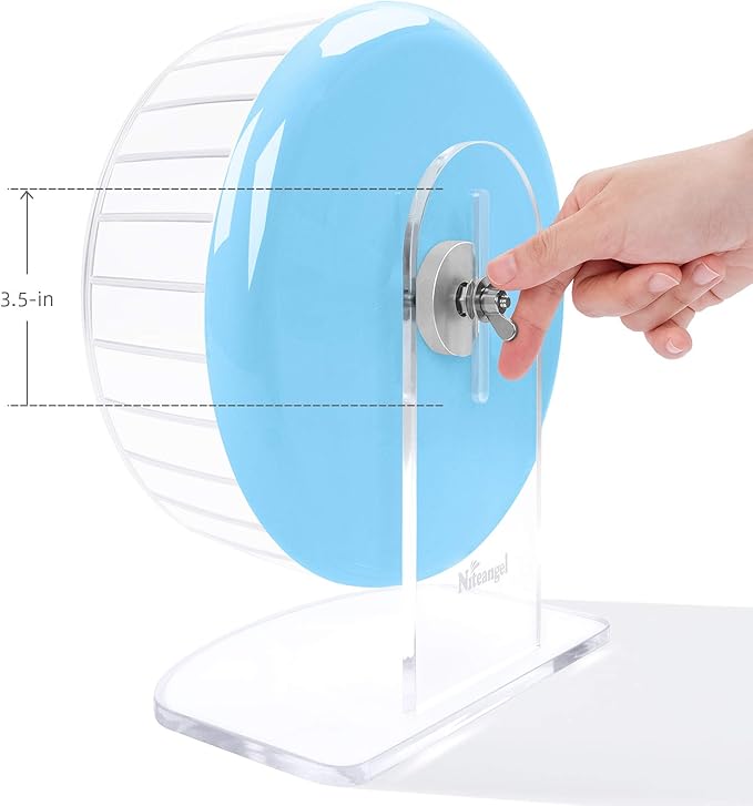 Niteangel Super-Silent Hamster Exercise Wheels: - Quiet Spinner Hamster Running Wheels with Adjustable Stand for Hamsters Gerbils Mice Or Other Small Animals (M, Light Blue)