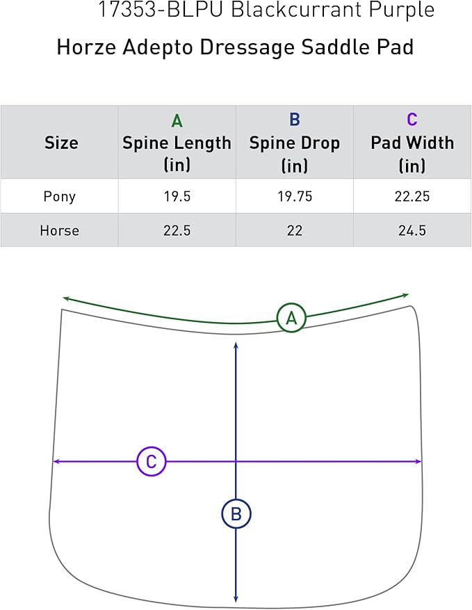 HORZE Adepto Quilted Quick-Dry Dressage Saddle Pad for Horses with Two-Tone Trim
