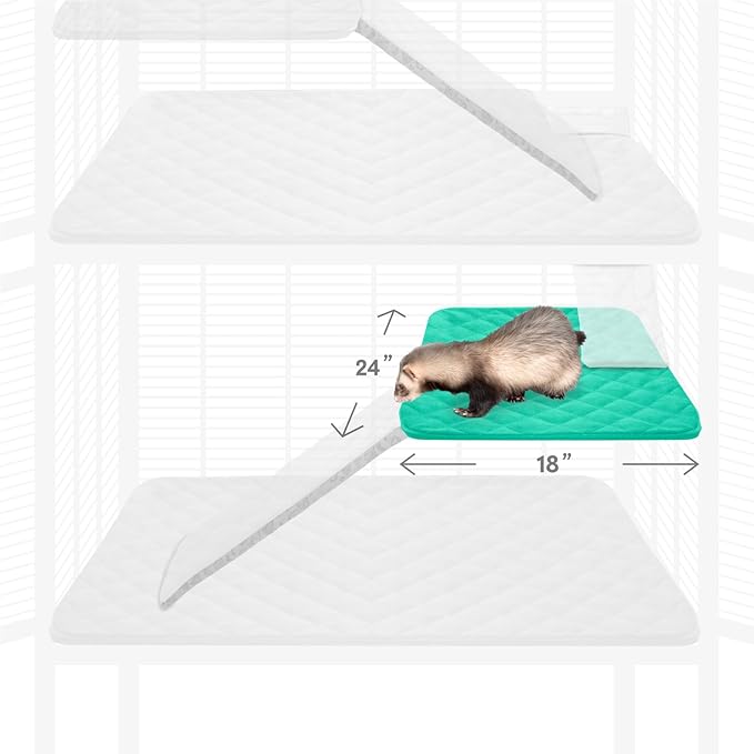 Paw Inspired Fitted Fleece Liner for Ferret Nation, Critter Nation Cage for Ferrets, Rats, Chinchillas, Hedgehogs & Other Small Animals (Green, Shelf Liner)