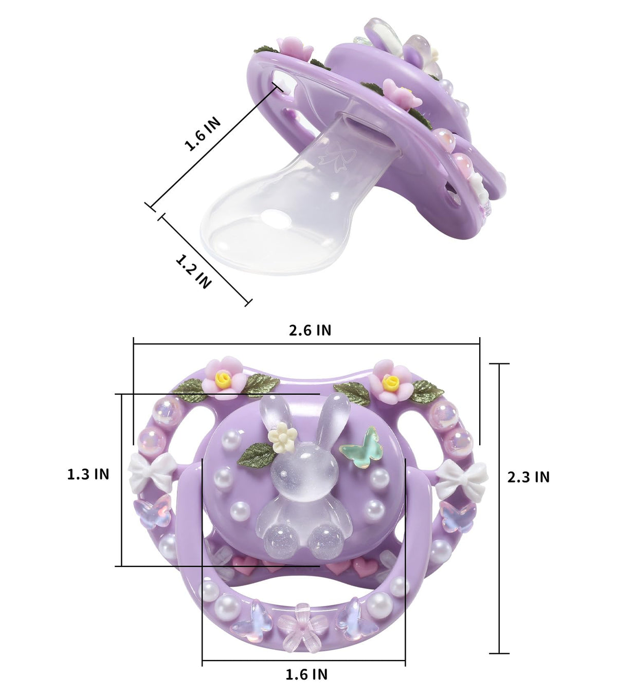 CutiePlusU Large Size Pacifier DIY Handmade Big Shield- White