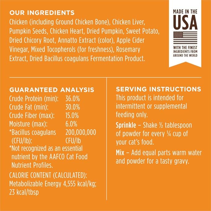 Instinct Raw Boost Shakers, Freeze-Dried Powder, Cat Food Topper - Digestive Health, 5.5 oz. Bottle