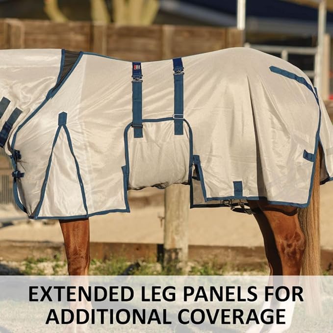 Schneiders Soft Interlock Mesh II Attached Neck Euro Bellyband Leg Shield Horse Fly Sheet | 80% UV Protection | SilverTek Lining