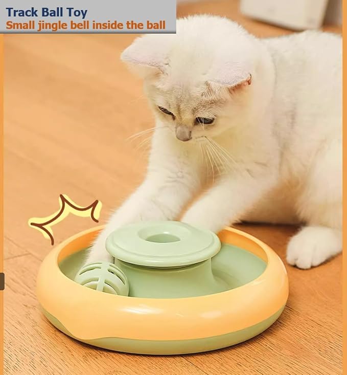 Interactive Cat Toys for Bored Indoor Cats,Automatic Cat Toy 3-in-1 Smart Teaser Wand Featuring Spinning Feather&Rolling Ball Track,Cats Dancer Toy Stimulates Hunting Instincts,Weight Control