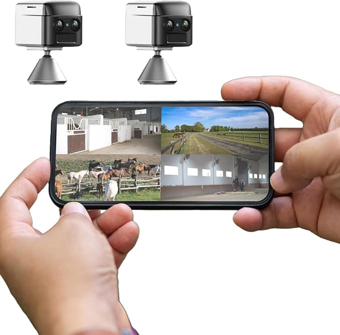 NomadEye Wireless Horse Trailer Camera – 4K Live Video & 2-Way Audio – WiFi Connect – Magnetic Mount – 15Hrs Recording – Night Vision – iOS & Android App (2 Pack)