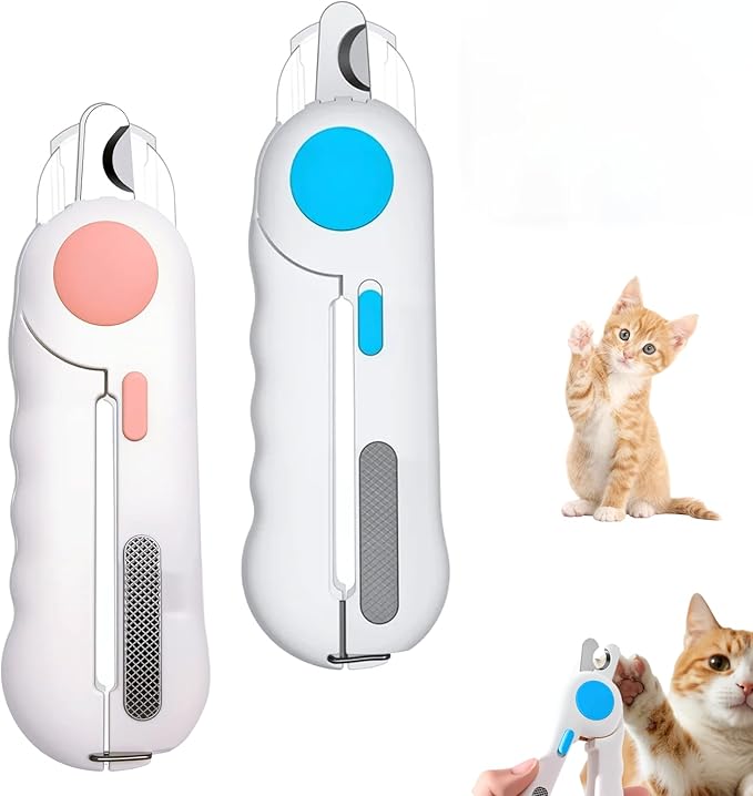 Pets Nail Clippers with Light, Cat Dog Nail Clippers with Built-in Nail File, Sharp Blades, Portable Cat Nail Clipper, Cats Claw Trimmer, Adjustable Claw Clippe for Cats (Style B)