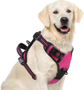 PUPTECK No Pull Dog Harness for Large, Adjustable Reflective Dog Harness with Handle Easy Control, Comfortable Soft Padded Pet Vest Harness for Extra Large Dogs, Fuschia XL
