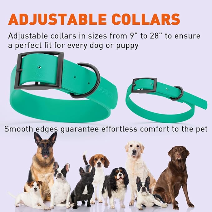 Dogline Biothane Waterproof Dog Collar Strong Coated Nylon Webbing with Black Hardware Odor- Proof for Easy Care Easy to Clean High Performance Fits Small Medium or Large Dogs, Teal