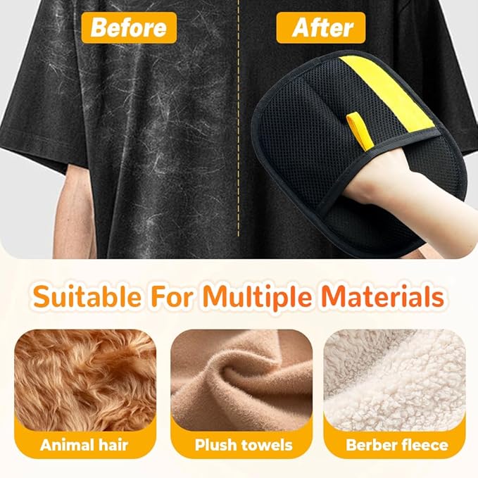 soputry Pet Hair Remover Gloves, 2025 New Electrostatic Gloves Pet Hair Glove Reusable Cat Grooming Hair Mitt Glove