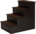 PawHut Pet Stairs, Small Pet Steps with Cushioned Removable Covering for Dogs and Cats Up to 22 lbs, Brown