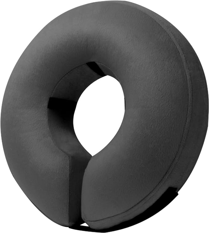 BENCMATE Inflatable Dog Cone Collar Alternative, Soft Dog Cone for Small Medium Large Dogs and Cats, Neck Recovery ECollar Donut Collar After Surgery (Large, Dark Grey)